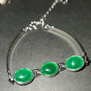 Bracelet jade and 18K WHITE GOLD PLATED